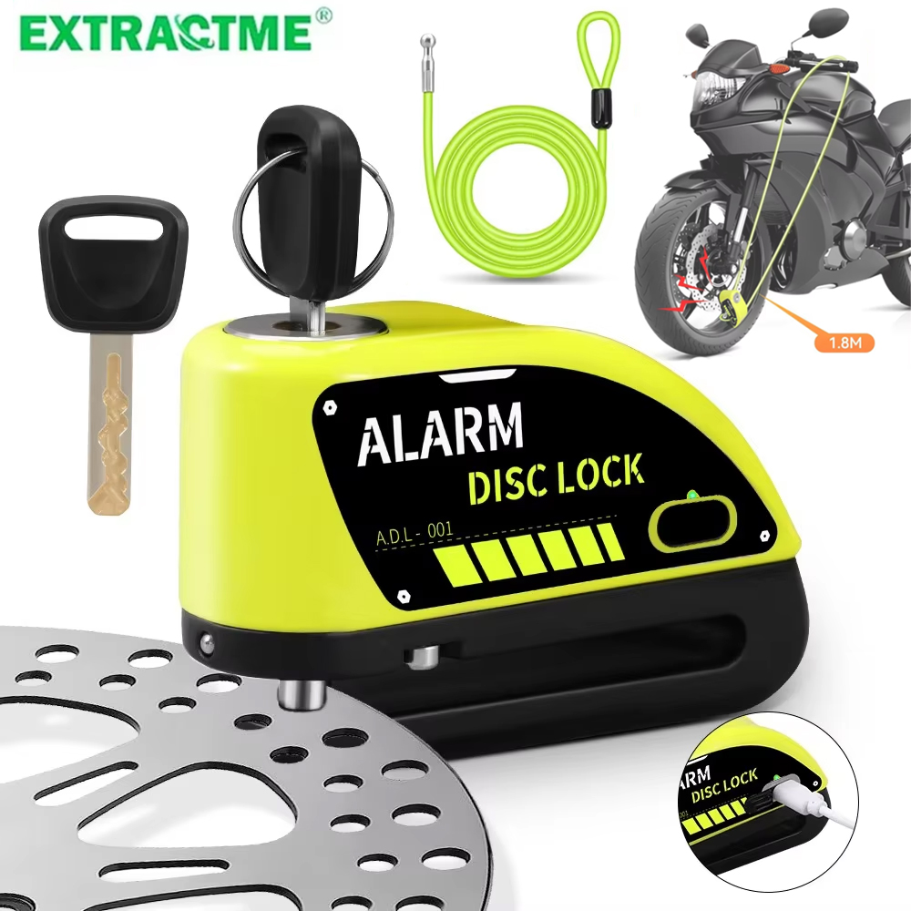 Disc Lock Brake - Extractme 오토바이 잠금장치(110dB 알람 포함) 자전거