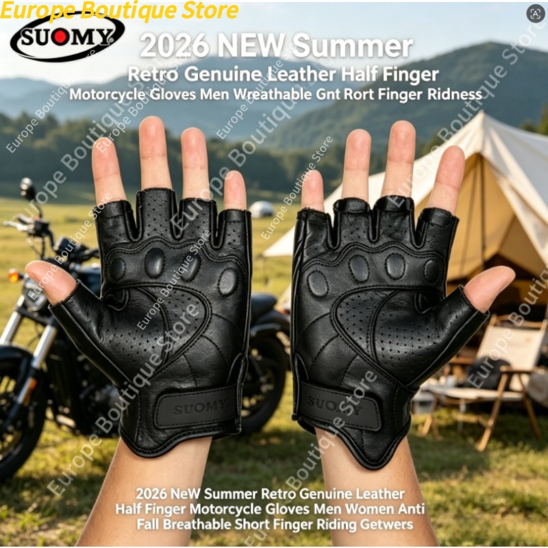 Motorcycle Gear Women - 레트로 하프 핑거 오토바이 장갑 남성
