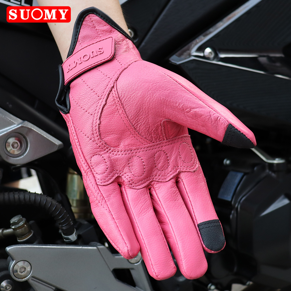 SUOMY 여성용 핑크 레트로 가죽 오토바이 장갑, 터 - Xs Motorcycle Gear 리뷰 및 가격