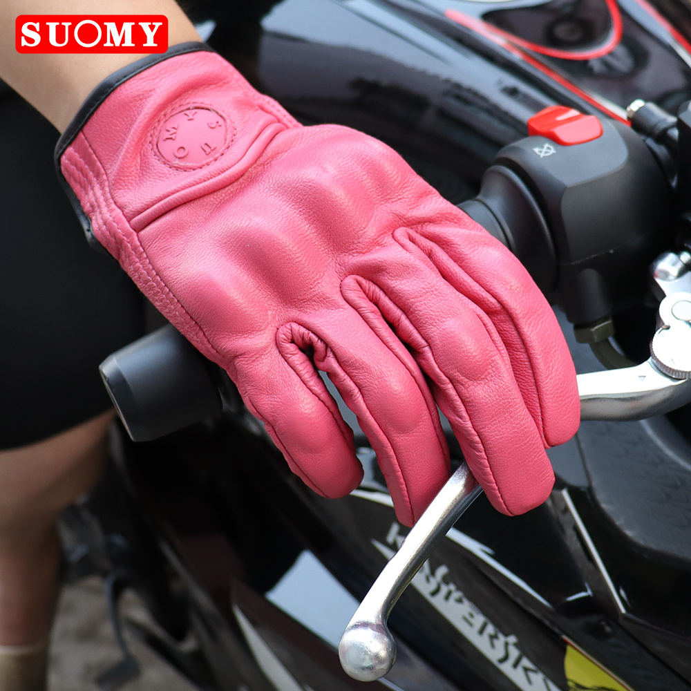 SUOMY 여성용 핑크 레트로 가죽 오토바이 장갑, 터 - Xs Motorcycle Gear 리뷰 및 가격