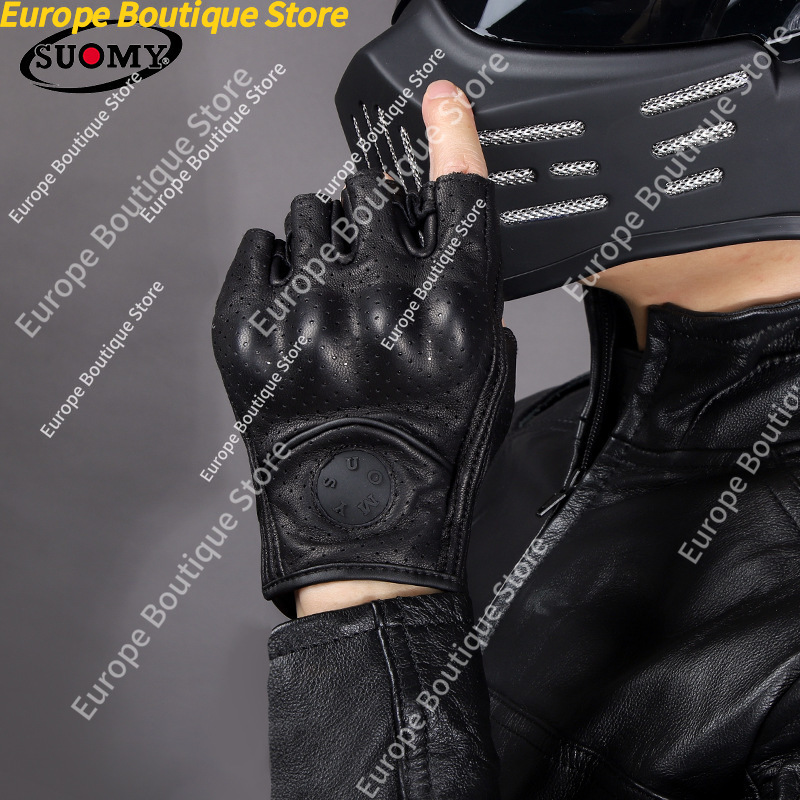 레트로 하프 핑거 오토바이 장갑 남성 여성을위한 정품  - Motorcycle Gear Women 리뷰 및 가격