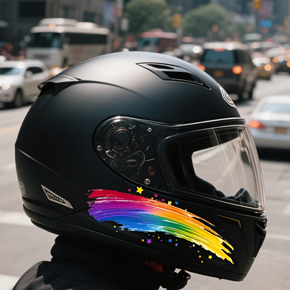 오토바이 헬멧 스티커, 무지개 종이 비행기 디자인과 무 - Motorcycle Gear Pattern 리뷰 및 가격