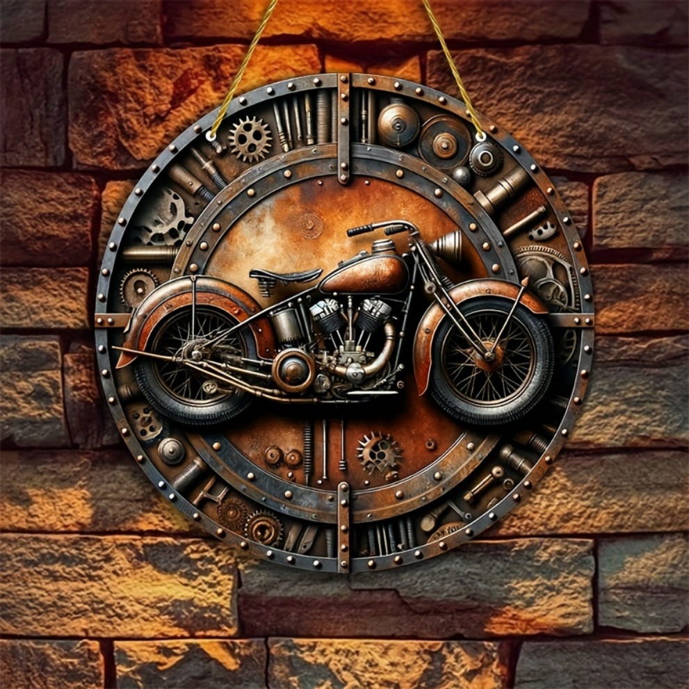 스팀펑크 빈티지 오토바이 기어 패턴 2D 플랫 원형 금 - Motorcycle Gear Pattern 리뷰 및 가격